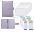 A6 PU Leather Budget Binder Notebook With 8PCS A6 Binder Pockets 6 Ring Binder Loose Leaf Bags Cash Budget Envelopes Planner