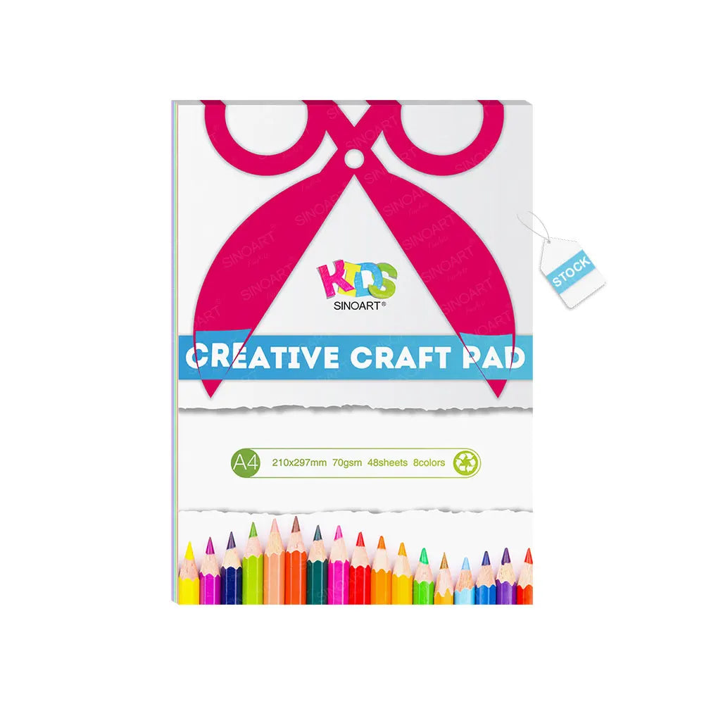 SINOART in Stock Folding Paper 48 Sheets 8 Colors Mixed Double-Sided Colored Paper Origami with A4 Paper for School Craft Lesson