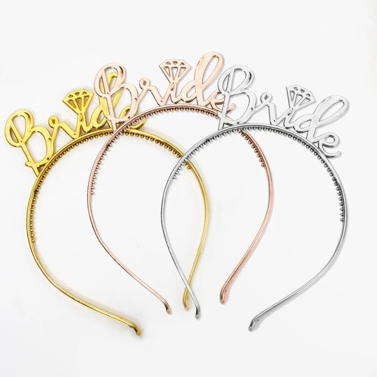 Bride to Be Party Decoration Headband Chrome Hairband Bride Headbands for Wedding Decoration Diamond Decor Hairbands