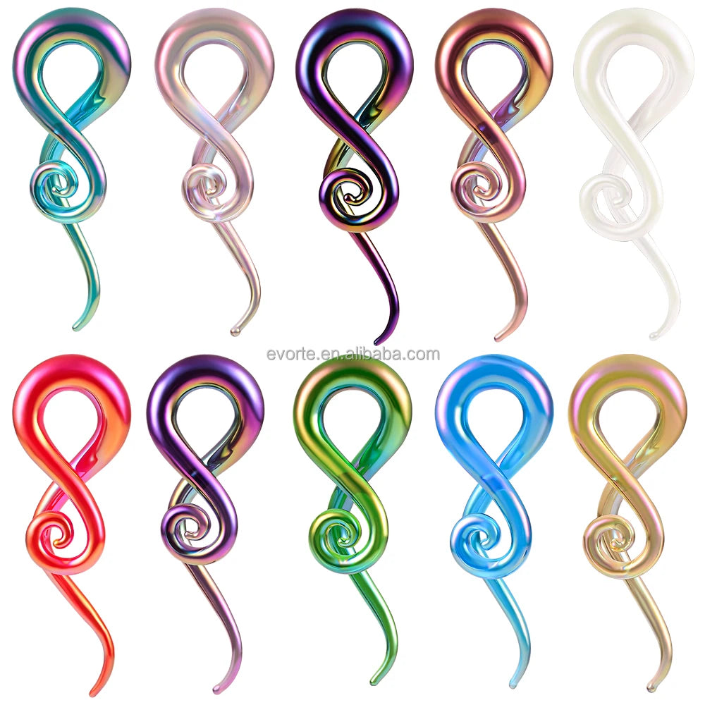 Evorte Latest Fashion AB Glass Spiral Ear Gauge Tunnel Gauge Earring Rose Gold Plated Stretcher Expander Pierced Wedding Gift