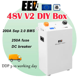 EU Stock EEL V2 Standing 48V 280AH Battery Box 3A Active Balance SEP 2.0 200A 10E BMS 250A Fuse DC Breaker with Wheels for ESS