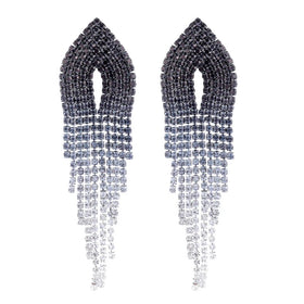 Hot Selling Jewelry Wedding Party Clear Rhinestone Tassel Crystal Chain Dangle Dangling Earrings