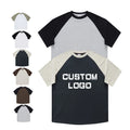 Manufacturer's Heavy Cotton 285gsm Raglan T-Shirts Men's  Oversized  Custom Logo Contrast Color Print Knitted T-Shirts