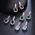 2022 New Vintage Crystal Cubic Zirconia Stud Earrings for Women Geometric Big Zircon Wedding Earring Female Party Jewelry Gift