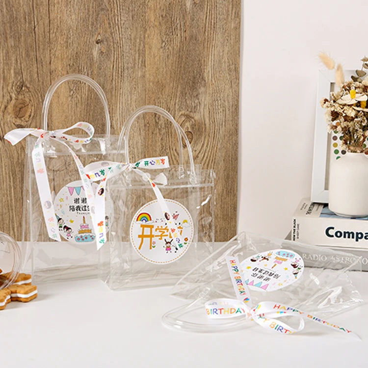 Custom Printed Logo Transparent PVC Tote Bag Multicolor 20*25*7 Folding Gift Plastic Bag