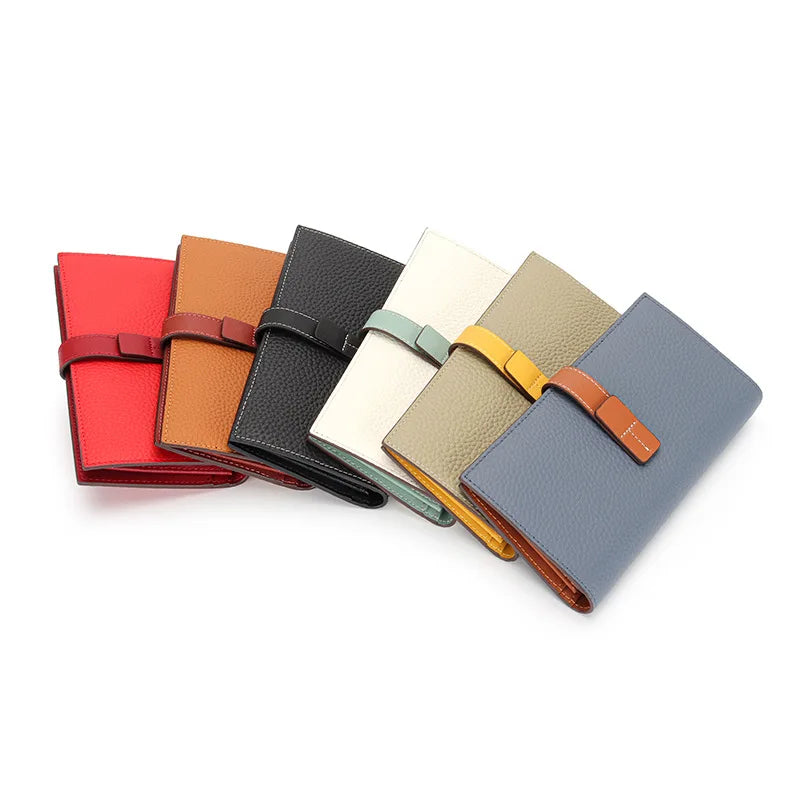 Long Wallet for Ladies Genuine Cow Leather Wallets Cowhide Clutch Contrast Color Women Purse Phone Purses Pocket