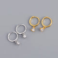 Simple Geometric Design 925 Sterling Silver Round Shape Zircon Charm Hoop Drop Earrings for Women Fine Jewelry