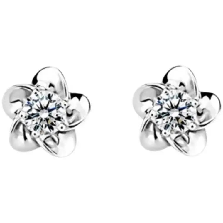 New Hot Fashion 925 Sterling Silver Crystal Flower Earrings for Women Girls Gift Fashion Statement Jewelry