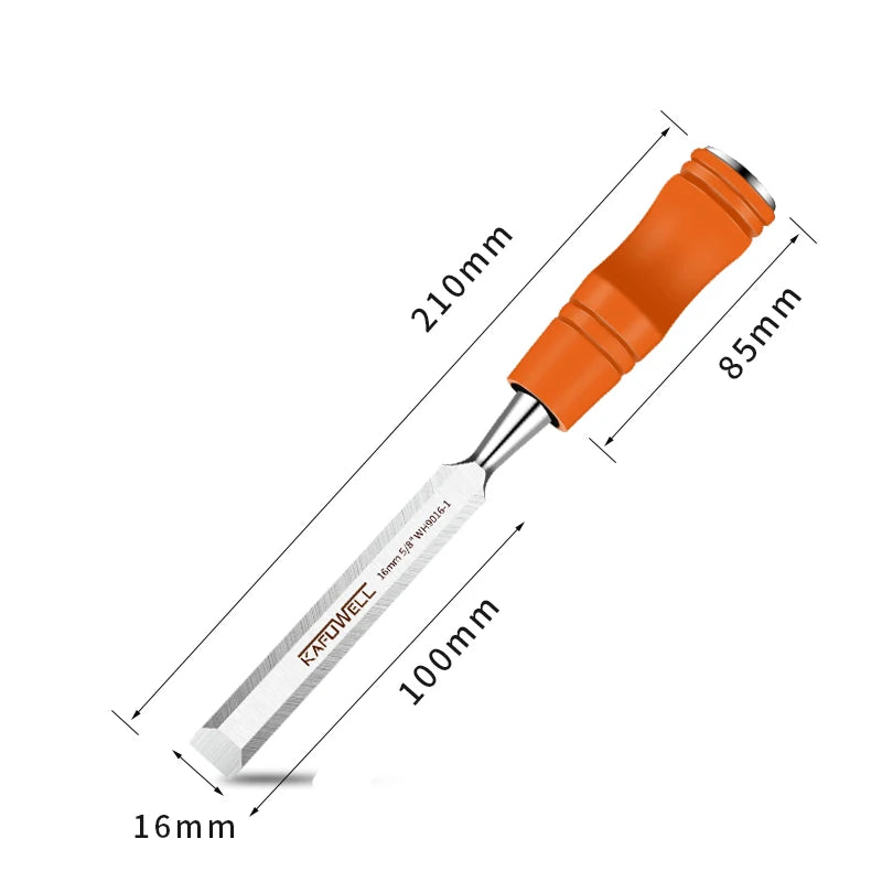 KAFUWELL WH9016-1 Manganese Steel Rubber Handle Wooden Cabinetmaker's Flat Chisel