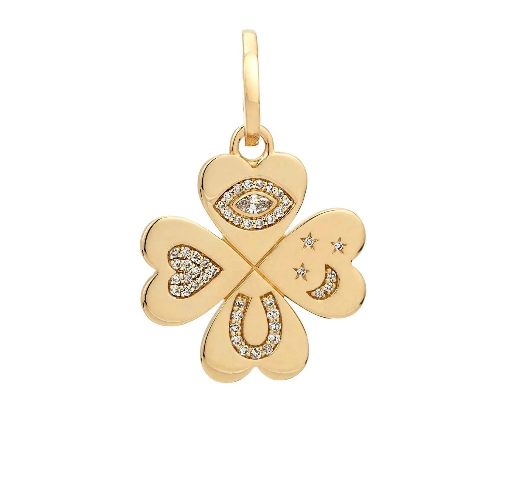 Milskye Trendy Jewelry for Women Fashion Fine 14k Gold Plated 925 Silver Good Luck Diamond Clover Charm Enhancer Necklace