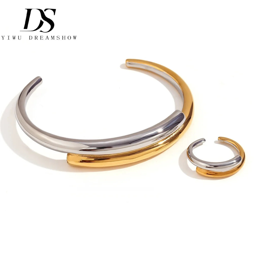 Dropshipping Double Layer Cross Bangles Jewelry Women Waterproof Gold Plated Jewelry Bijoux En Acier Inoxydable
