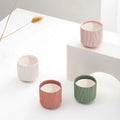 YBH Luxury Matte Cylinder Empty Ceramic Candle Vessels with Wave Pattern for Nordic Home Decoration and Christmas