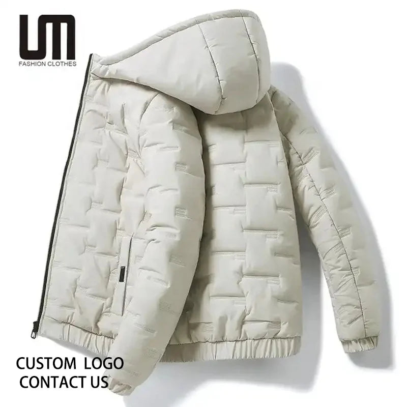 Liu Ming Cheap Custom Wholesale Autumn Winter Casual Thick Warm Cotton Solid Color Hooded Coat Plus Size 4XL Jackets for Men