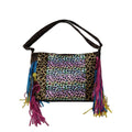 Tassel Leopard Tassel Tote Bag Turquoise Carving PU Fringed Women Shoulder Bags Cowhide Handbags DOMIL1894