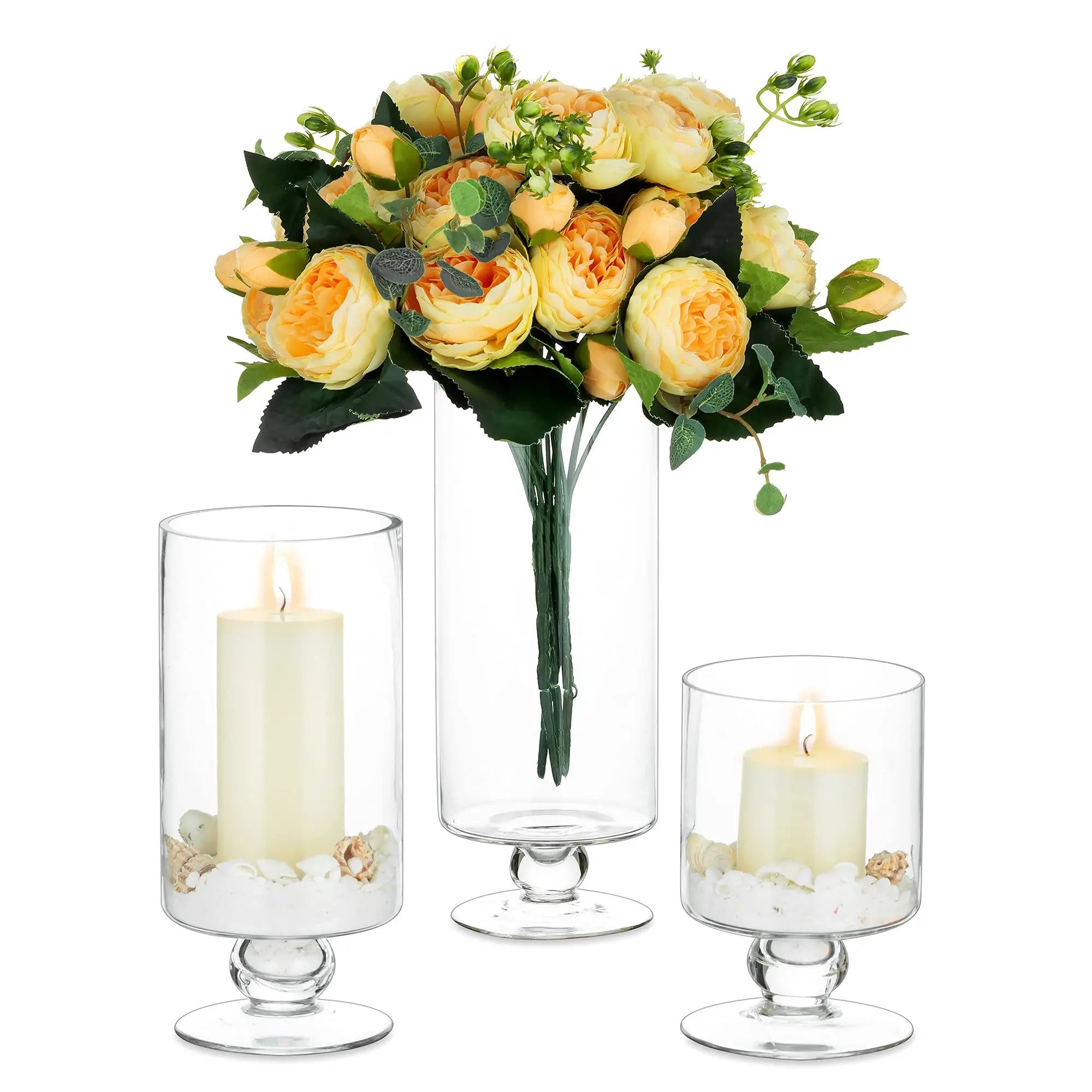 Large Modern Wedding Glass Flower Vase Tall Clear Hand Blown Eco-friendly for Home & Hotel Centerpieces