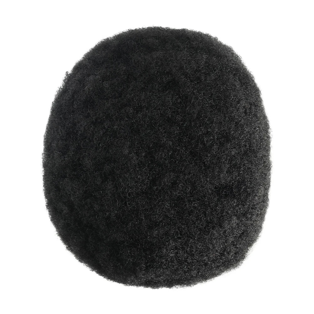 4 mm French Lace Hair Pieces Toupee Afro Curl Style for Men-Handmade with Indian Human Hair