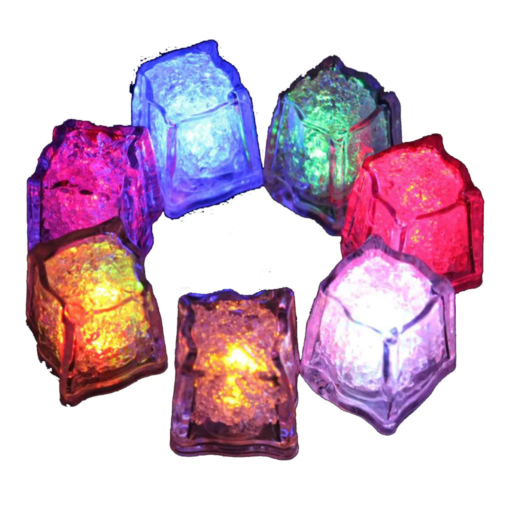 Wholesale Custom square Water Activated Waterproof Plastic Reusable Flashing Light up Led Ice Cube for Drinks Cocktails Bourbon