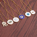 Personality Bohemian 18K Gold Plated Vintage Women Turkish Necklace Zircon Enamel Pendant Choker Jewelry 2022
