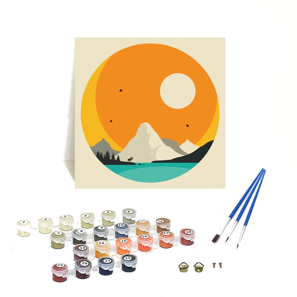 2022 Wholesale DIY Abstract Landscape Oil Painting Number for Kids Beginner 20*20CM Classic Cartoon Wholesale 20*20CM Abstract