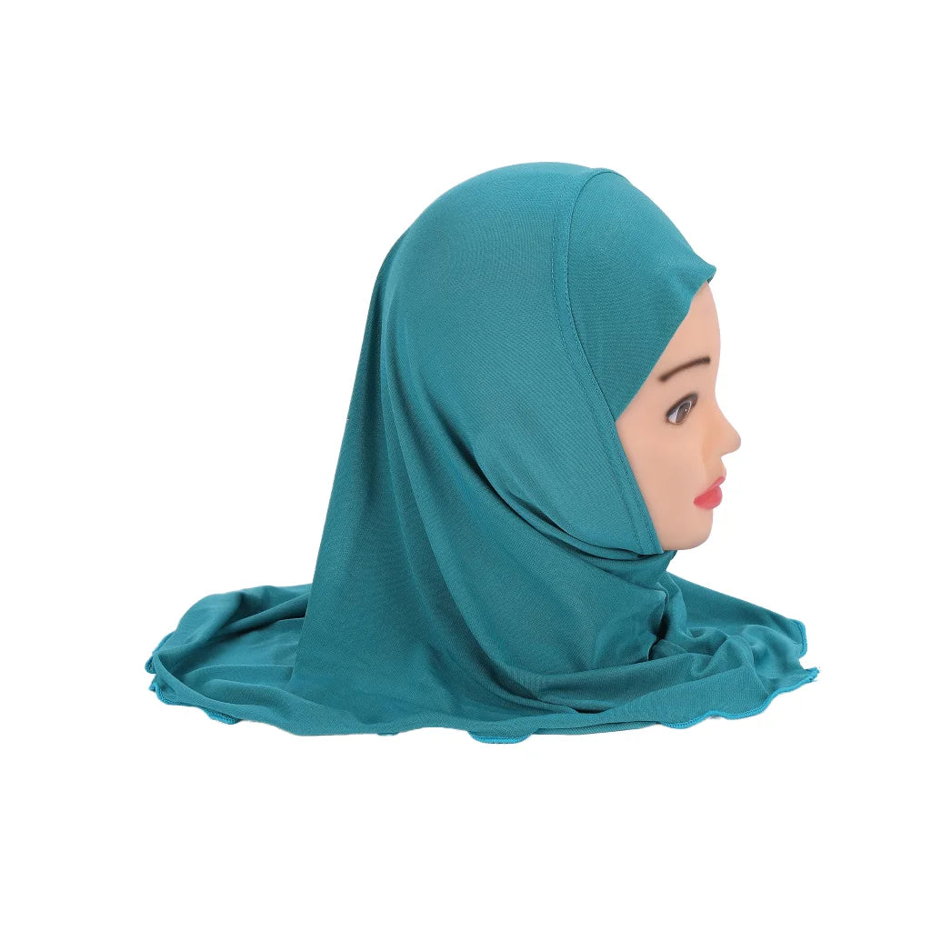 Jersey Material One Piece Pull Muslim Amira Hijabs Ready to Wear Headscarf Wrap for Kids Girls Instant Hijab Islamic Scarf Shawl