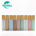 Customized Refillable Cosmetic Packing Bottle 10ml Macaron Color Essential Oil Perfume Oil Roll on Glass Bottle with Roller Ball