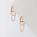 Tassel Chain Earings Hip Hop Rose Gold Plated 925 Sterling Silver Hoops Piercing Earrings Fashion Jewelry for Women Men