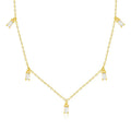 Gemnel 925 Sterling Silver 18k Gold Chain Personalized Providence 5 Birthstone Drop Necklace