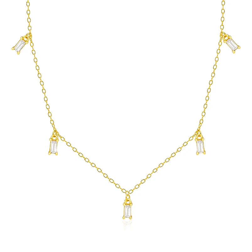 Gemnel 925 Sterling Silver 18k Gold Chain Personalized Providence 5 Birthstone Drop Necklace