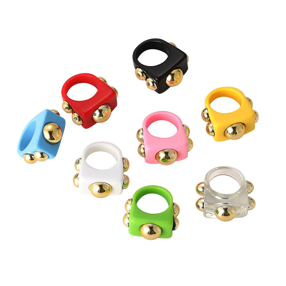 Colorful Chunky Resin Rings for Women Girls Acrylic Geometric Index Finger Rings Stackable Band Rings Set Party Wedding Fashion