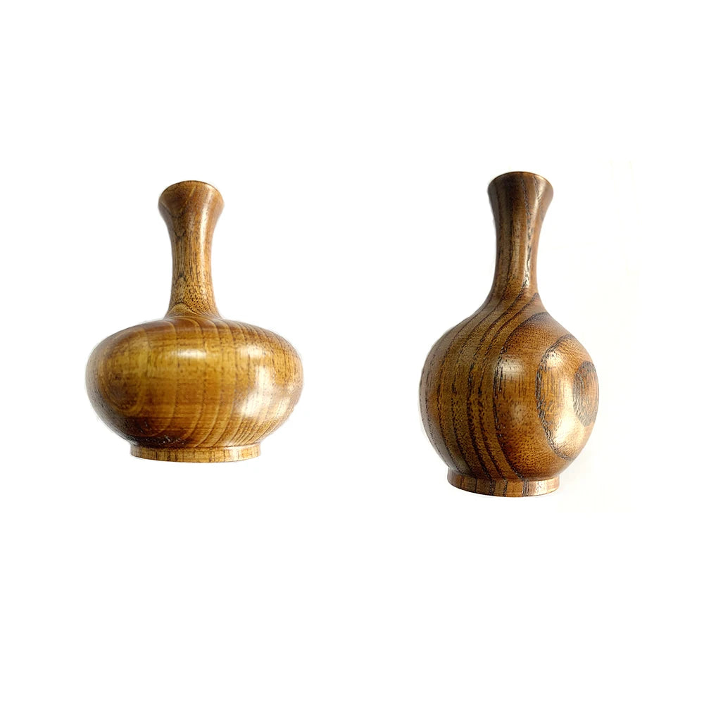 Adorable Wooden Vases Set of 2 Conic Small Bud Decorative Floral Vase Home Decor Centerpieces