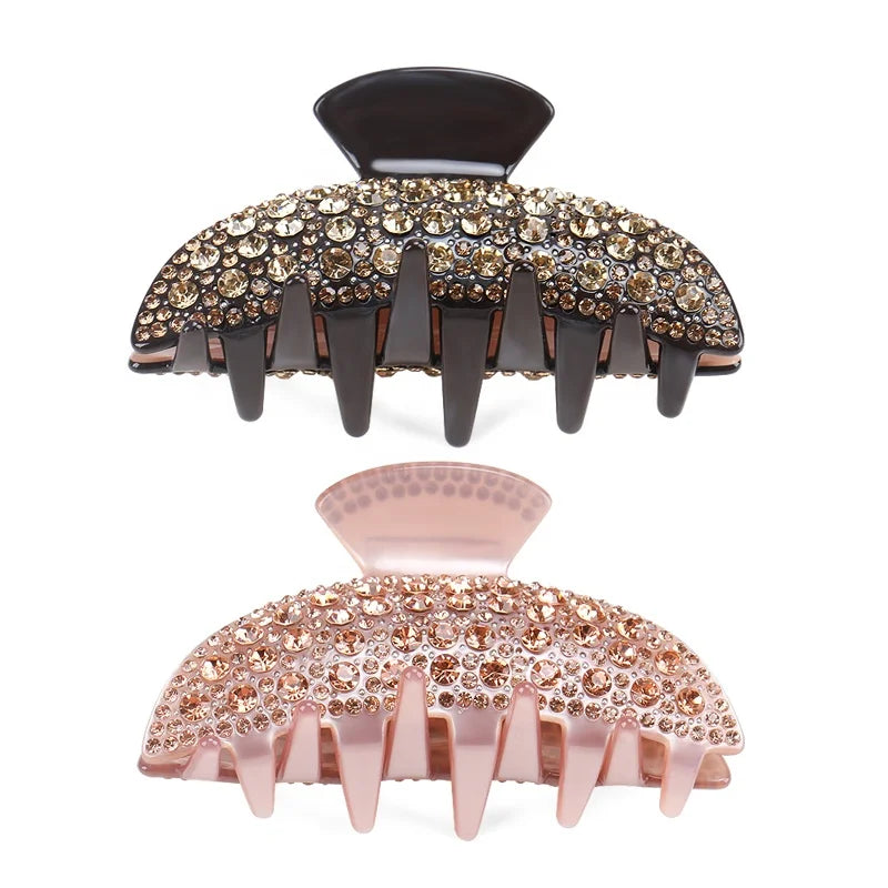 Full Rhinestone Hair Claw Clip Luxury Diamonds Large Size 9.5cm Claw Clips Wholesale Custom Acetate Hair Claw