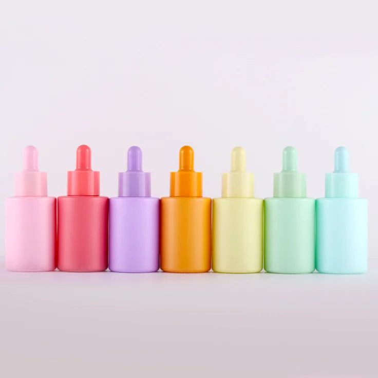 Silk Screen logo Essential Oil Serum Dropper Bottle 30ml 1oz Flat Shoulder Beard Serum Cosmetic Packaging