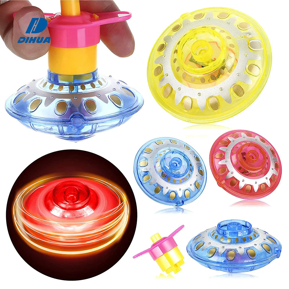 Light up Spinning Tops with Launchers Kids Spin Toys Flashing Gyros Birthday Party Favors for Boys and Girls