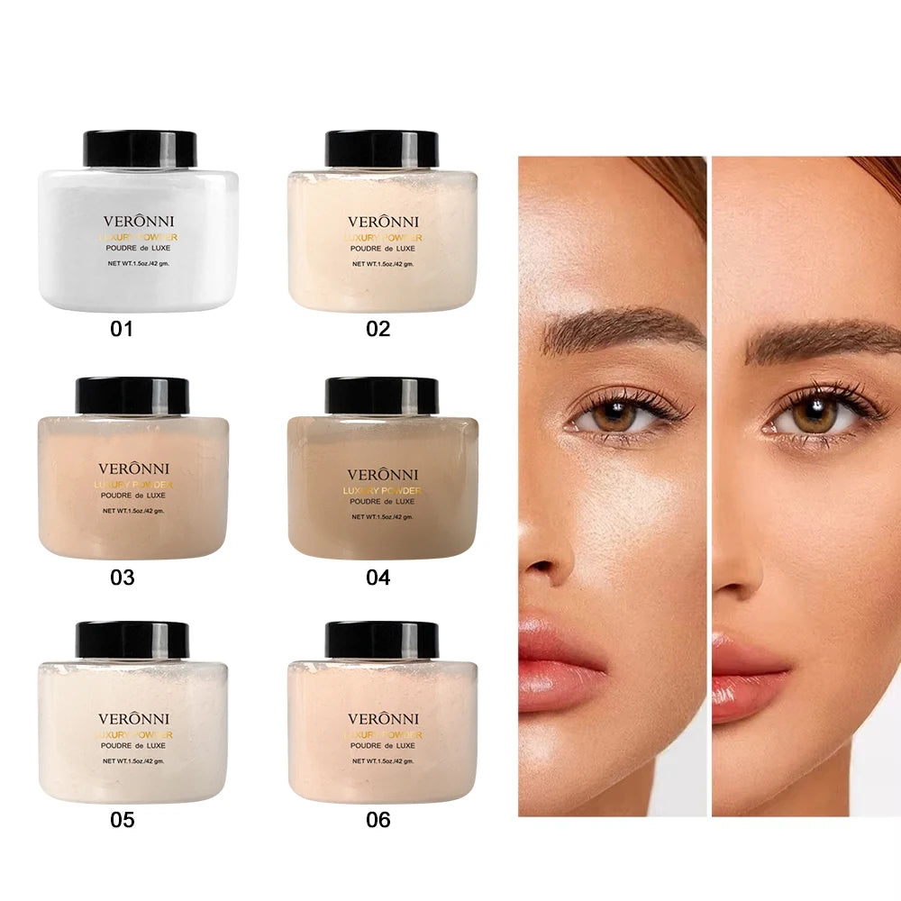 6 Color Mineral Oil-Control Waterproof Luxury Long-lasting Loose Face Setting Powder with Matte Finish for All Skin Types
