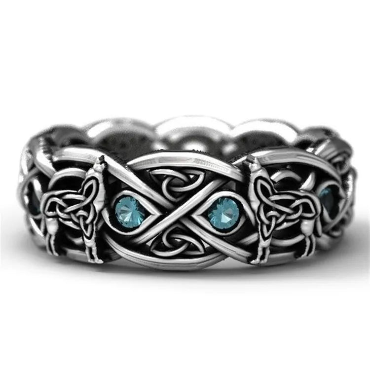 Dropshipping Products Men Accessories Wholesale Wolf Totem Plated S925 Thai Silver Dyed Black Fashion Jewelry Rings