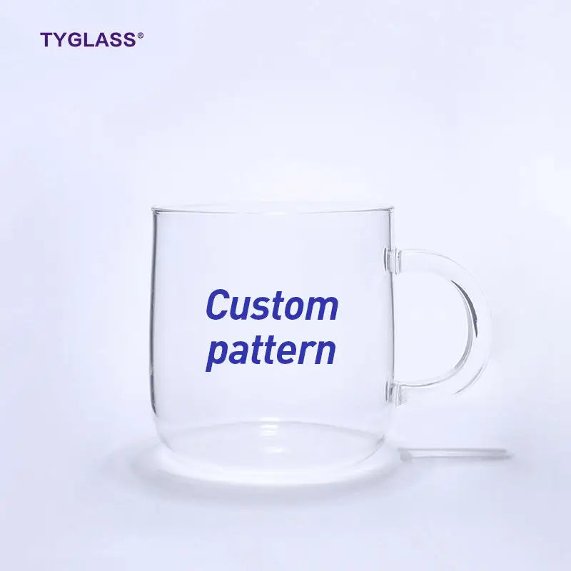 Mug Cup Wholesale Borosilicate Drinkware Glass Coffee Mug clear Cold Color Custom Glass Tea Cup Glass Water Cup With Handle