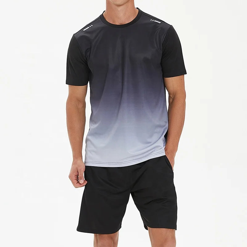 Custom Logo Sports 2 Pieces Tracksuit for Mens Summer Training Wear Shorts and Shirts