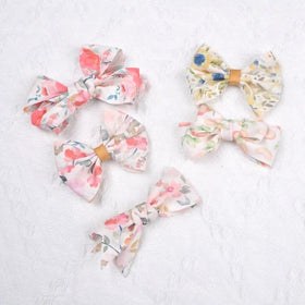 Luxury Double Face Bow Hair Accessories for Girls Peach Printed 100% Polyester Ribbon DIY Bows