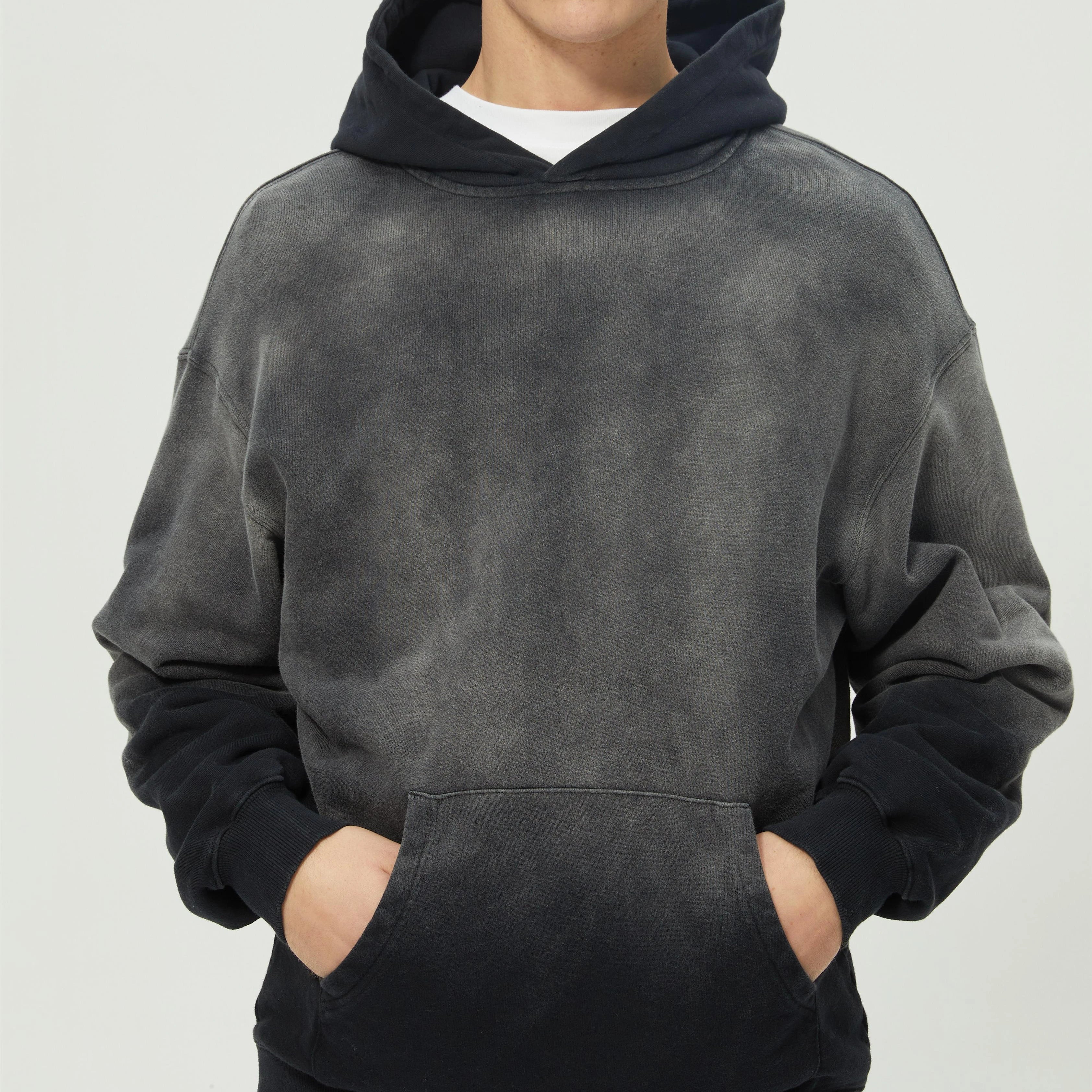 Manufacturer Custom 420g 100% Cotton Eavy Cotton Washed Retro Distressed Hoodie Oversized Hoodies for Spring Season Solid