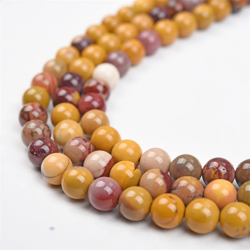 Natural Mineral Mookite Stone Beads Round Polished Smooth Mookaite Stone