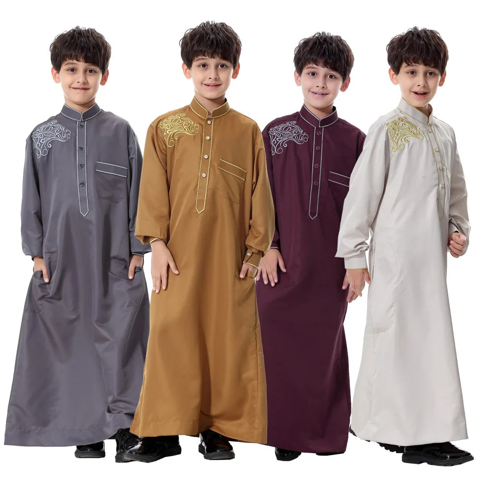 Best Sale Children Muslim Clothes  Men's Casual Shirts Men Dubai Clothes Muslim Robe Thobes for Men
