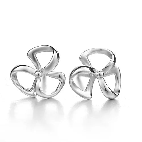Real 925 Sterling Silver Clover Stud Earrings for Women Girls Fashion Jewelry