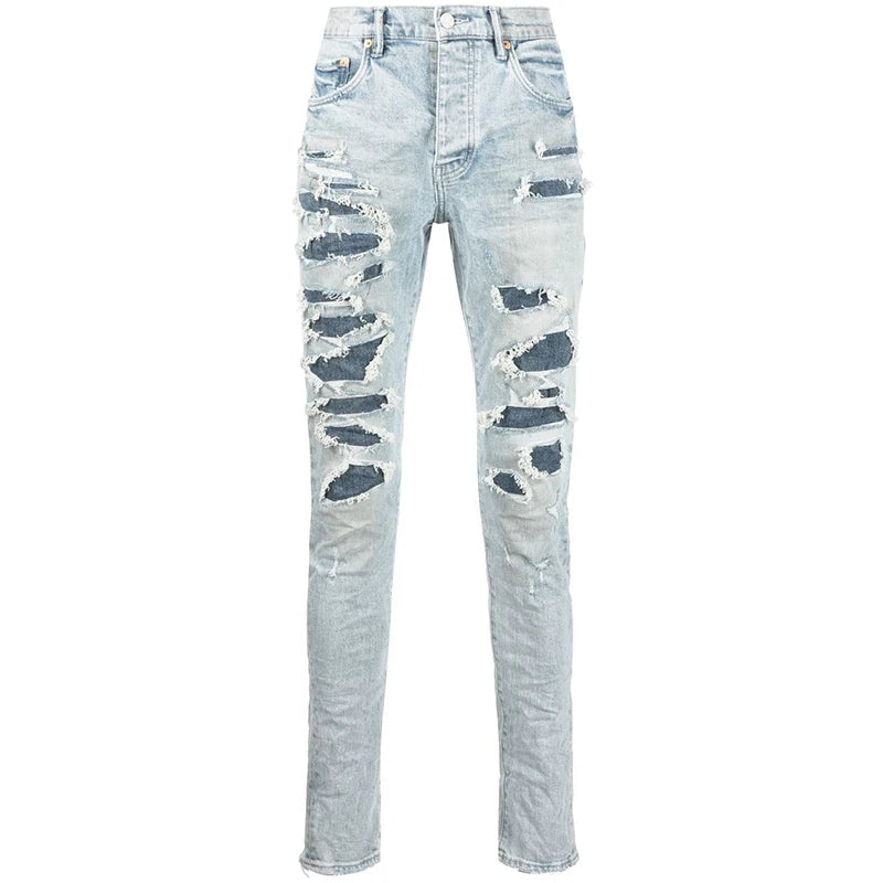 Le Duo Unique Design Solid Color Fading Effect Zipper Customize Denim Jeans for Men