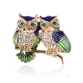 Clothing Accessories Diamond Crystal Animal Double Owl Brooch Pins Jewelry Enamel Crystal Rhinestone Owl Brooch