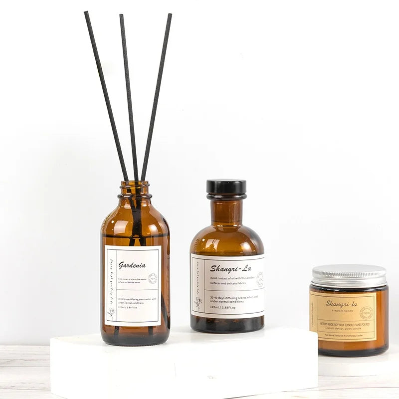 Wholesale Luxury 120ml Eco-Friendly Fresh Fragrance Aromatherapy Reed Diffuser Long Lasting Fireless Glass Handmade Cylinder