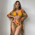 Bikini Wholesale Large Size Three Piece Swimsuit Beach Wear With Print Sexy High Waist Triangle Bikini Set