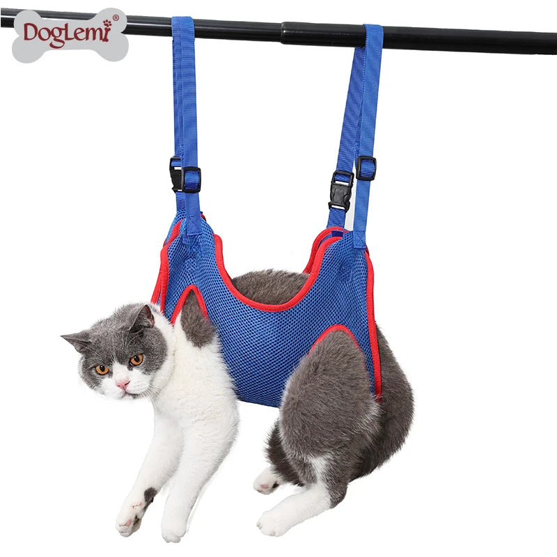 Small Medium Dog & Cat Grooming Tool Trim Nail & Wash Ear Product with Hammock for Pet Care