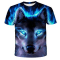 Fitspi Summer Style Eyes Glow Wolf 3d Digital Printing Men Women Loose Fashion Round Neck Short Sleeves T-shirt Wholesale Tees