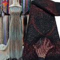 Black Shiny Sequin Lace Fabric Luxury Beaded Net for Wedding Dresses 3D Embroidered Sequins Africa Lace Fabrics for Party Dress