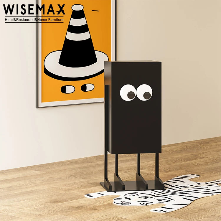 WISEMAX FURNITURE Funny Home Furniture Bedroom Bedside Side Table Near Sofa Long Feet Plywood Side Cabinet for Living Room